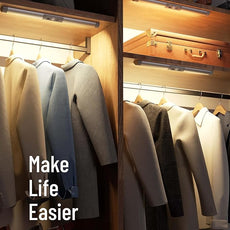 Joyzy 3 Pack Automatic Motion Sensor Closet Lights with Eye-Protection Design, LED Under Cabinet Wireless Lighting, Rechargeable Closet Lightings for Wardrobe Pantry Light