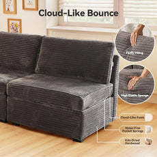 Modular Sectional Sofa,5 Pieces Sectional Couches for Living Room,131X65 L Shaped Cloud Couch with Oversized Convertible Modular Couch for Living Room