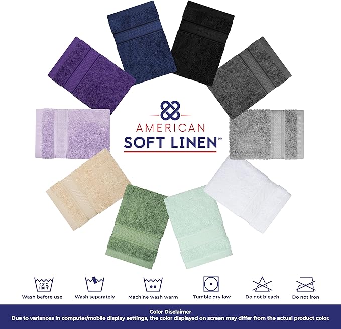 American Soft Linen Salem Washcloth Sets, 4 Piece Luxury 600 GSM 100% Cotton Washcloths for Bathroom, 13x13 inches Washrags Premium Quality Hand Face Towels, White