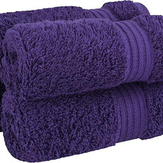 Cotton Paradise 100% Cotton Turkish Washcloth Set for Bathroom, 4 Piece Soft Absorbent Small Hand Face Towels Wash Rags, Purple