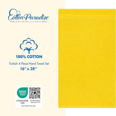 Cotton Paradise Hand Towels for Bathroom, 100% Cotton Turkish 4 Piece Hand Towel Set, Soft Absorbent Face Towels, Yellow Hand Towels