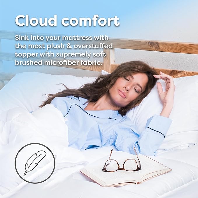 HOSPITOLOGY PRODUCTS Hypoallergenic Mattress Cover- Overstuffed - Deep Pocket - Goose Down Alternative Pillow Top Mattress Topper California King - 72" W x 84" L