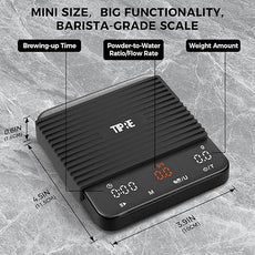 Mini Espresso Coffee Scale with Timer & Flow Rate, 2kg/0.1g Precision Digital Coffee Scale, Portable Espresso Scale Rechargeable via USB-C, Triple Brew Modes, LED Display, Mute Mode, g/oz/lb:oz