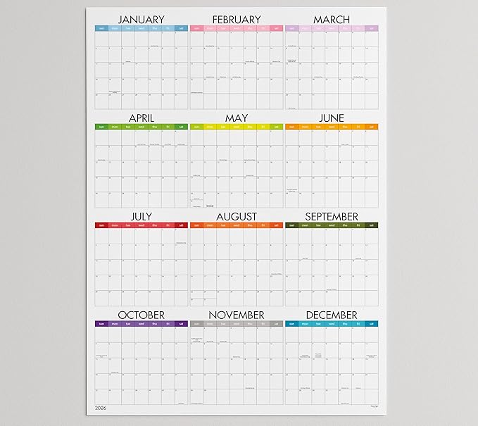 Dry Erase Wall Calendar 2026, 27×39 in — Double-Sided Yearly Planner (Dated & Undated), Reusable Write & Wipe, Large Wall Planner for Home, Office, Classroom — Rolled Poster.