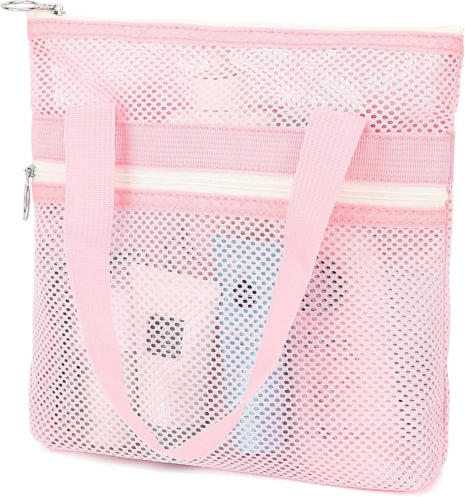 Mesh Shower Caddy Portable with Zipper & 2 Pockets - Quick Dry Shower Caddy Hanging for Travel Gym Camp Beach - Organizer Bag Bathroom Essentials for College Dorm