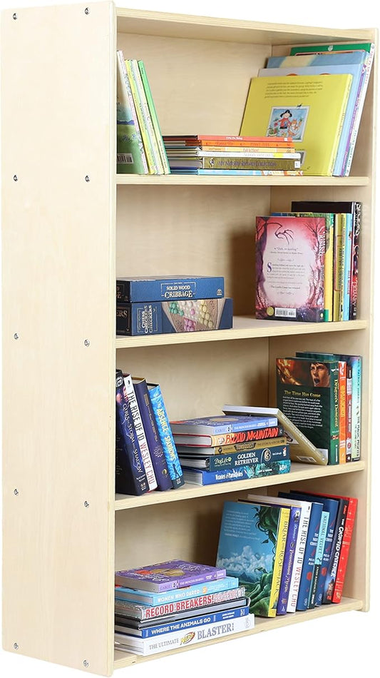 Classic Birch Book Shelf, Wooden Wall Organizer for Books, Toys, Office, and Kids Supplies, Natural (4 Tier - 48")