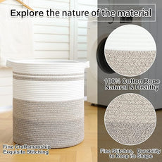 OIAHOMY 58L Laundry Baskets-Laundry Hamper, Storage Basket with Handles, Decorative Basket for Living room, Woven Storage Basket for Toys Bin, Pillows, Blankets, Clothes-18x16in-Gradient Brown