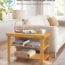 SONGMICS Shoe Rack Bench, 3-Tier Bamboo Shoe Storage Organizer, Entryway Bench, Holds Up to 286 lb, 11.3 x 27.6 x 17.8 Inches, for Entryway Bathroom Bedroom, Natural ULBS04N