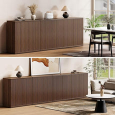 Fluted Buffet Cabinet Sideboard with Storage,Wooden Credenza with 2 Doors&Adjustable Shelve, Modern Accent Cabinets Coffee Bar Bookcase for Living Room,Kitchen Dining Room Entryway 15