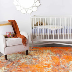 Lahome Modern Abstract Area Rug - Soft 3x5 Rugs for Bedroom Washable Living Room Entryway Rug, Contemporary Non Slip Indoor Accent Carpet for Nursery Office Kitchen Bathroom, Orange/Yellow