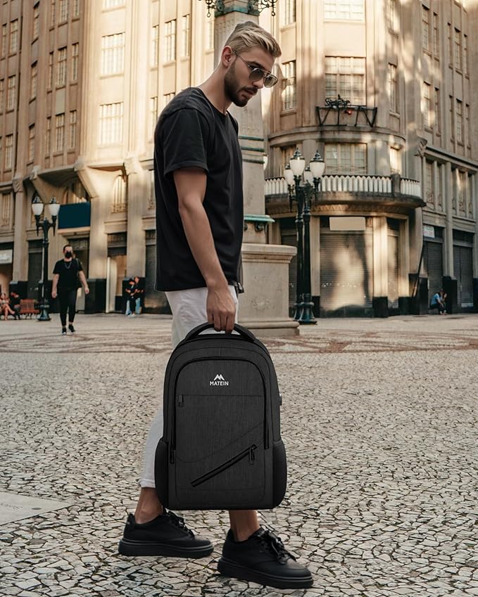 MATEIN 15.6 Inch Backpack for Men Women, 20 L Personal Item Casual Backpack Airline Approved, Water Resistant Laptop Computer Backpack with Multiple Organized Pockets, Black