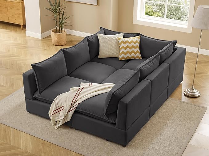 VANOMi Modular Sectional Sofa, 6 Seater Sectional Sofa Modular Sectional Couch for Living Room, V Shape Sofa