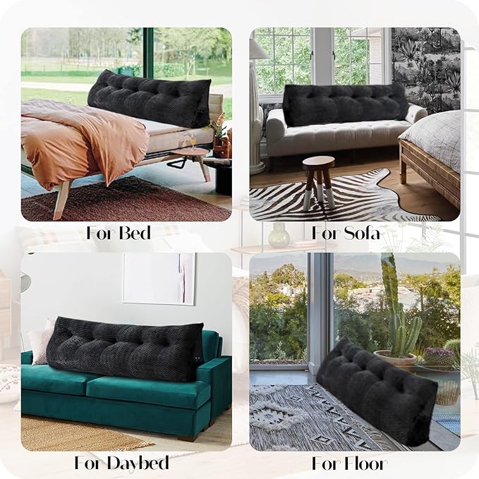 Large Bolster Triangular Headboard Wedge Backrest Positioning Support Bed Rest Reading Pillows Headboard Wedge Pillows for Day Bed with Removable Cover