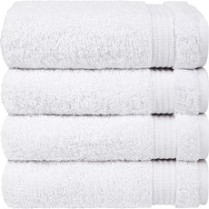 Cotton Paradise Hand Towels for Bathroom, 100% Cotton Turkish 4 Piece Hand Towel Set, Soft Absorbent Face Towels, White Hand Towels