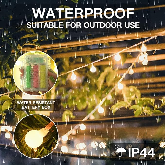 suddus Globe String Lights Battery Operated, 100 Led Battery Powered Fairy Lights, String Lights for Bedroom, Christmas Tree, Patio, Window, Party, Outside, Thanksgiving Decor, Warm White