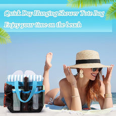 Hillban 4 Pcs Mesh Shower Caddy Portable Large Quick Dry Shower Caddy Basket with Deeper 8 Pockets and 2 Handles Hanging Bag for College Dorm Room(Blue)