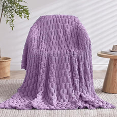 Knitted Weighted Blanket for Adult, No Beads Heavy Blanket 48” x 72'' 12lbs, Breathable Chunky Knit Blanket, Cooling Weighted Blanket for Hot Sleepers, Christmas Home Decor (Lilac)