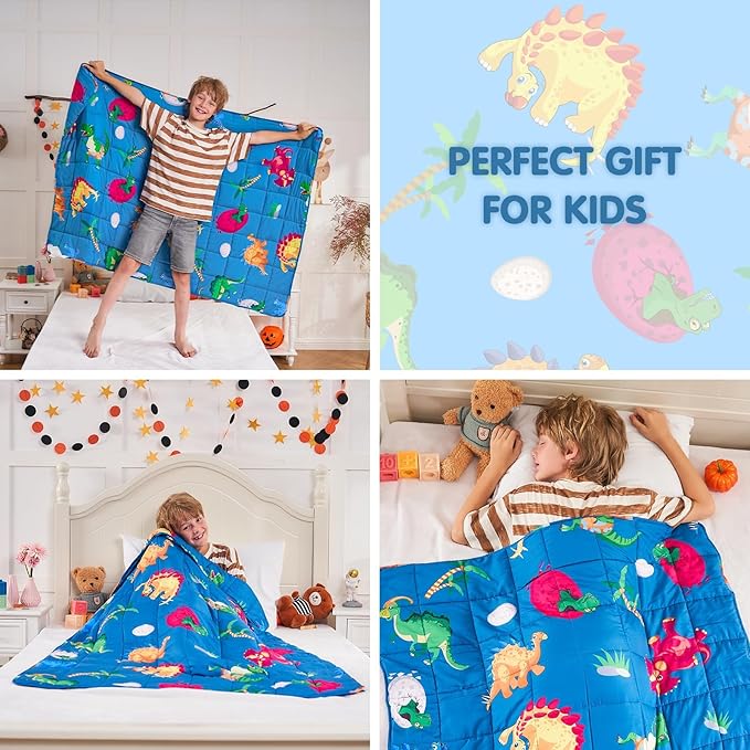 yescool Weighted Blanket 10 Pounds Cooling Weighted Lap Blanket, Dinosaur Heavy Blanket for Sleeping, Weighted Throw Blanket Gift for 80-110lbs, 40" x60