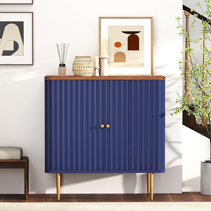 32" Sideboard Buffet Cabinet with Storage,Modern Accent Cabinet with 2 Door and Removable Shelves,Credenza Buffet Table for Living Room,Dinning Room,Entryway,Blue