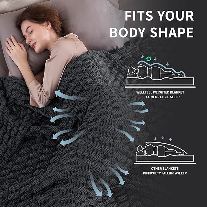 Knitted Weighted Blanket for Adult, No Beads Heavy Blanket 60” x 80'' 12lbs, Breathable Chunky Knit Blanket, Cooling Weighted Blanket for Hot Sleepers, Christmas Home Decor (Dark Grey)