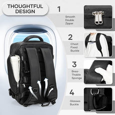 Vacuum Backpack Travel with Electric Vacpack Pump, Vacuum Compression Bags Travel Backpack for Women Men, Flight Approved Waterproof Carry on Backpacks Laptop Work Weekender Daypack, Medium,Black