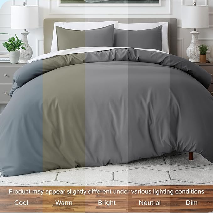 Bare Home Bedding Duvet Cover Oversized King Size - Premium 1800 Super Soft Collection - Lightweight, Duvet Cover - Soft Textured Bedding (Oversized King, Grey)