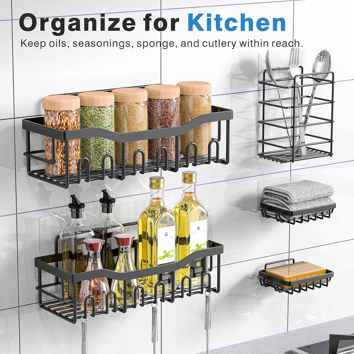 EUDELE Adhesive Shower Caddy, 5 Pack Rustproof Stainless Steel Bath Organizers With Large Capacity, No Drilling Shelves for Bathroom Storage & Home Decor Dormly