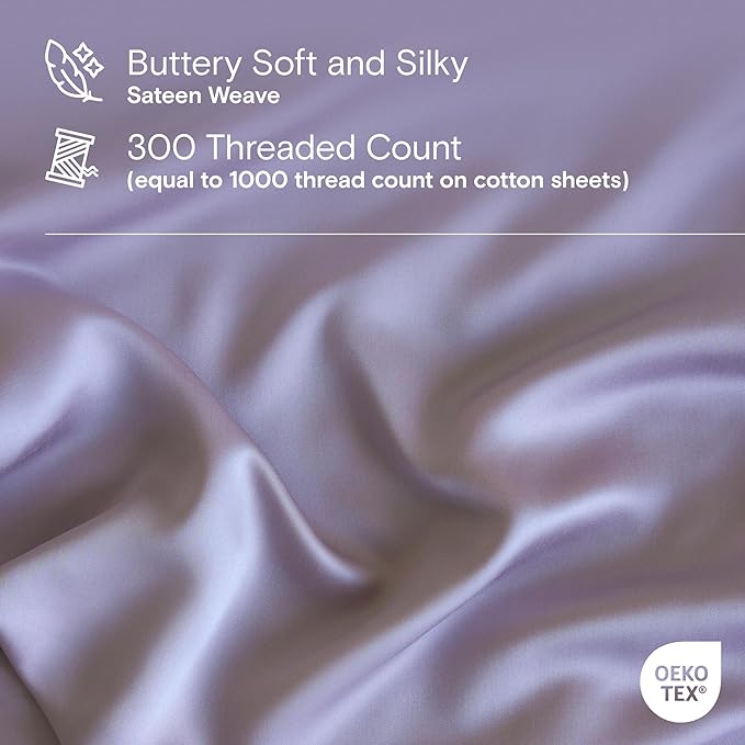 DOZ Duvet Cover Set, 100% Viscose derived from Bamboo, Organically Grown, Buttery Soft, Cooling Duvet Covers, High GSM, 1 Duvet Cover and 1 Pillowcase, 70"x90" (Lavender, Twin/Twin XL)