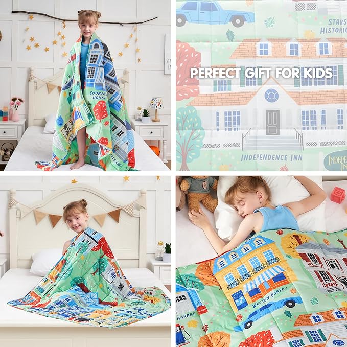 yescool Weighted Blanket 10 Pounds Twin Cooling Weighted Lap Blanket, Girls Heavy Blanket for Sleeping, Weighted Throw Blanket Gift for 80-110lbs, 48"x72"