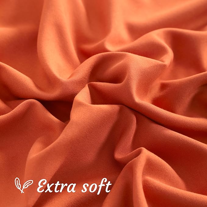 NTBAY King Pillow Cases Set of 2, 2 Pack Brushed Microfiber 20x40 Pillow Cases, Soft, Wrinkle, Fade, Stain Resistant Brunt Orange Pillow Cases with Envelope Closure, 20x40 Inches, Brunt Orange