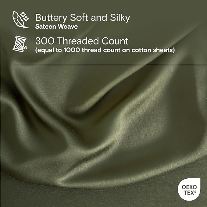 DOZ Duvet Cover Set, 100% Viscose derived from Bamboo, Organically Grown, Buttery Soft, Cooling Duvet Covers, High GSM, 1 Duvet Cover and 2 Pillowcases, 106"x90" (Olive, King/Cal King)