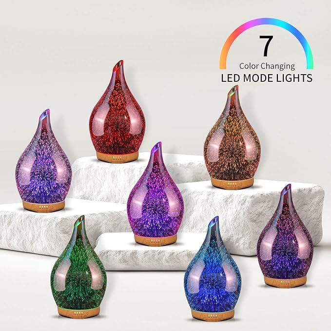 Porseme 280ml Essential Oil Diffuser,Aroma Ultrasonic Humidifier with Remote Control,BPA Free, Auto Shut-Off,Timer Setting