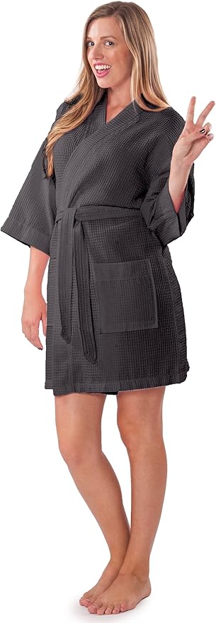 Turquaz Lightweight Short Robes For Women Waffle Kimono Bathrobe - Soft, Fast-Drying, Long-Lasting Cotton Blend