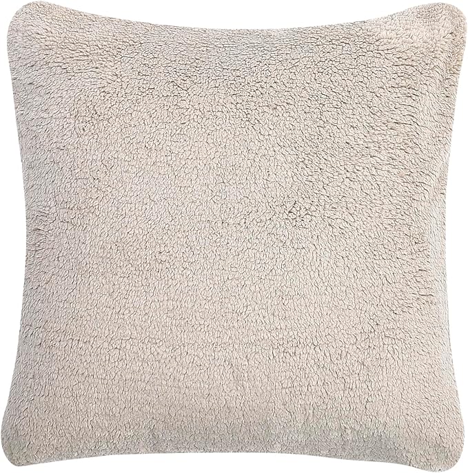 Reafort Ultra Soft Sherpa Euro Sham Pillow Case 26"x26" Replacement with Zipper Closure (Taupe, 26"x26" Euro Sham)