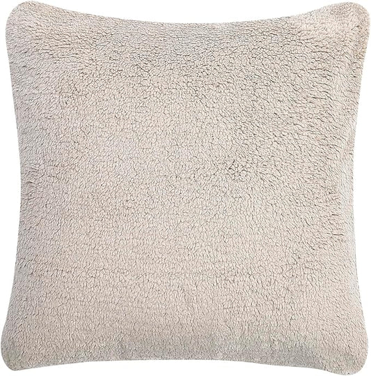 Reafort Ultra Soft Sherpa Euro Sham Pillow Case 26"x26" Replacement with Zipper Closure (Taupe, 26"x26" Euro Sham)