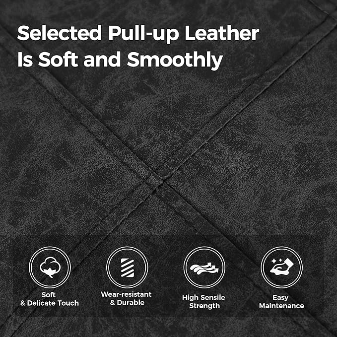 MAISON ARTS Black Counter Height Bar Stools Set of 4 for Kitchen Counter Solid Wood Legs with Faux Leather Saddle Seat Farmhouse Barstools for 34"-38" Counter Island Upholstered Stools, 24in Height