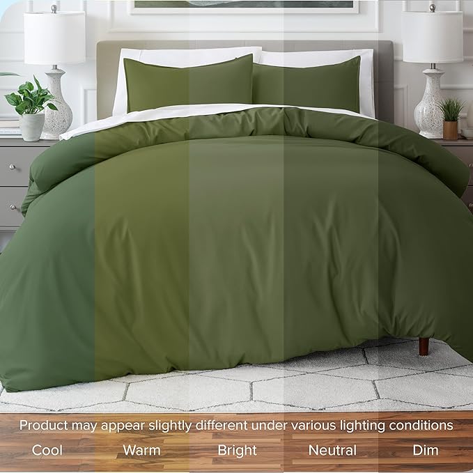 Bare Home Bedding Duvet Cover King Size - Premium 1800 Super Soft Collection - Lightweight, Cooling - Soft Breathable Bedding Duvet Cover (King, Cypress)