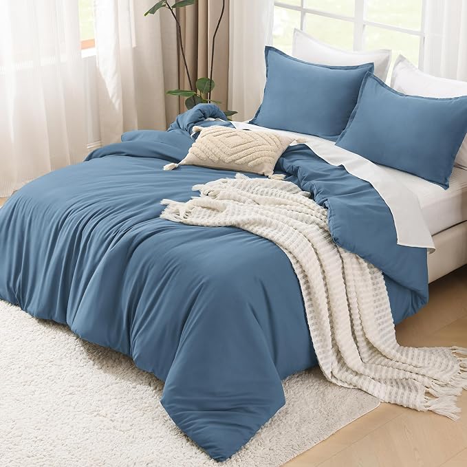 Litanika Comforter Set, Lightweight Solid Bedding Comforter Set, Fluffy Down Alternative Bed Set, Ocean Blue, Twin/Twin XL