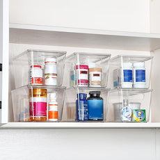 Vtopmart 12 Pack Clear Stackable Storage Bins with Lids, Medium Plastic Containers with Handle for Pantry Organizer and Storage,Perfect for Kitchen,Fridge,Cabinet, Closet,Bathroom Organization