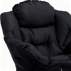 HollyHOME Lazy Chair with Armrest and Side Pocket, Comfy Accent Lounge Chair,Leisure Sofa Armchair for Living Room, Bedroom, Dorm, or Small Spaces, Oversized Reading Sofa Chair,Black