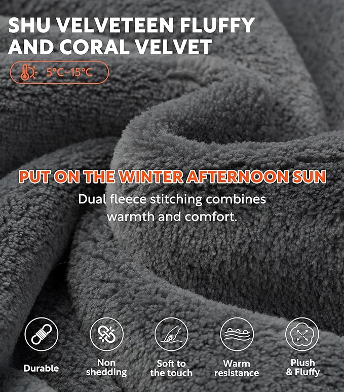 DAVID ARCHY Men's Hooded Robe Soft Coral Fleece Microfiber Bathrobe