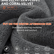 DAVID ARCHY Men's Hooded Robe Soft Coral Fleece Microfiber Bathrobe