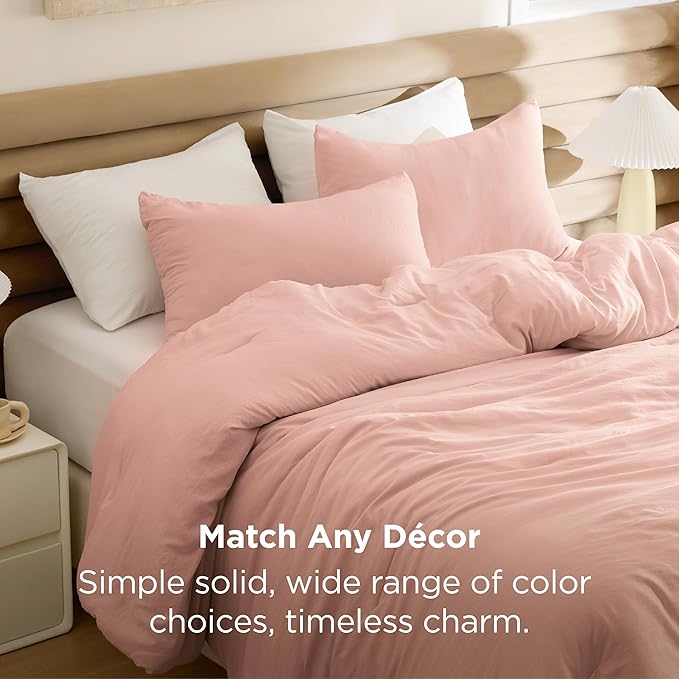 Bedsure Full Size Comforter Set, Blush Pink Soft Prewashed Bedding for All Seasons, 3 Pieces GentleSoft™ Warm Down Alternative Bed Set, 1 Lightweight Comforter (82"x86") and 2 Pillowcases (20"x26")