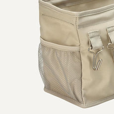 Amazon Basics Bedside Caddy Hanging Storage Organizer, 4.72 x 14.57 x 7.87 in, Linen, Dark Grey