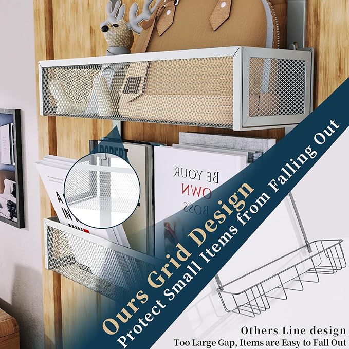 Consumest Over The Door Hooks Organizer - Extra Long Door Hanger with 9 Coat Hooks & 2 Mesh Basket, Back Storage Organizer Hanging Towels for Bathroom, Bedroom, Silver (for 1.76 in Doors)