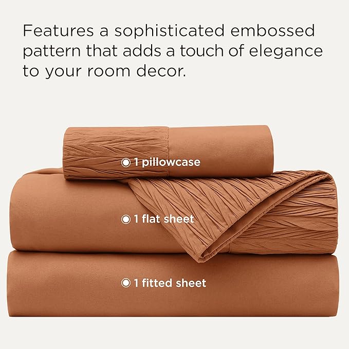 Bedsure Twin Sheets Set - 3 Pieces Soft Twin Bed Sheets - Breathable & Cooling - Hotel Luxury - Easy Care Polyester Microfiber Bedding for Women, Men, Terracotta