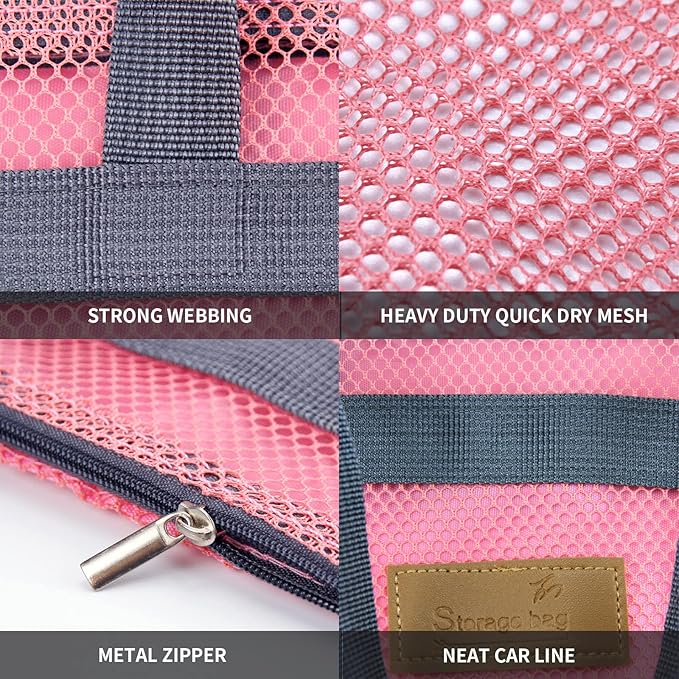 Mesh Shower Caddy Bag Portable Hanging Toiletry and Bath Organizer with Zipper for Travel, Gym, Camping, College Dorms, Beach