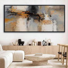 AJAZIKO Large Abstract Canvas Wall Art - Wall Art for Living Room and Bedroom, Modern Wall Decor in Orange and Gray Hues, Perfect Office Decorations for Work