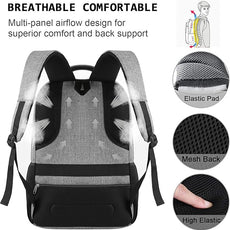 Laptop Backpack,Business Travel Anti Theft Slim Durable Laptops Backpack with USB Charging Port,Water Resistant College Computer Bag for Women & Men Fits 15.6 Inch Laptop and Notebook - Grey