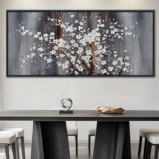 Large Plum Blossom Canvas Wall Art Brown Wall Decor Living Room Cherry Blossom Bedroom Pictures Over Bed Framed Artwork for Wall Modern Canvas Paintings for Decorations 40×87